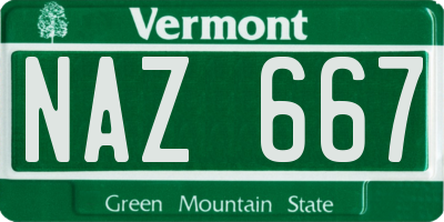 VT license plate NAZ667