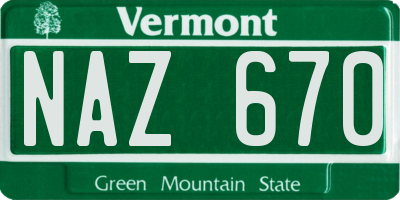 VT license plate NAZ670