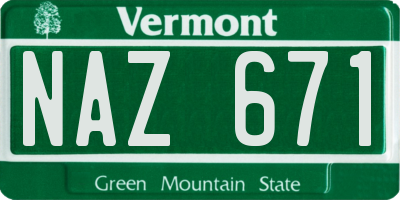 VT license plate NAZ671
