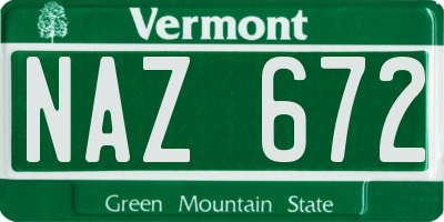 VT license plate NAZ672