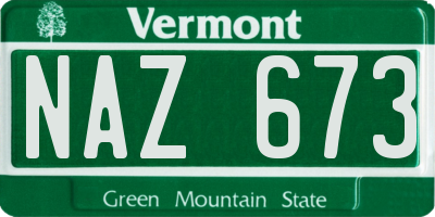 VT license plate NAZ673