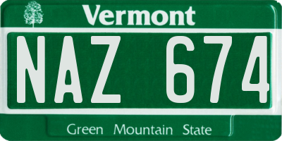 VT license plate NAZ674