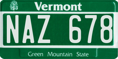 VT license plate NAZ678