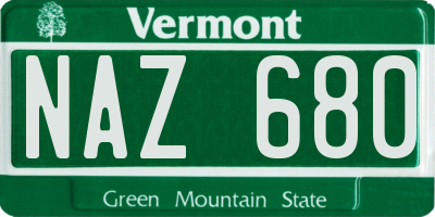 VT license plate NAZ680