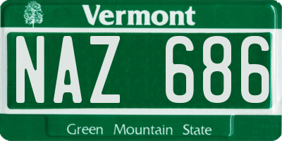 VT license plate NAZ686