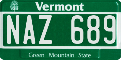 VT license plate NAZ689