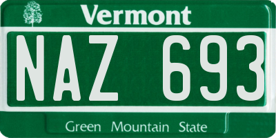 VT license plate NAZ693