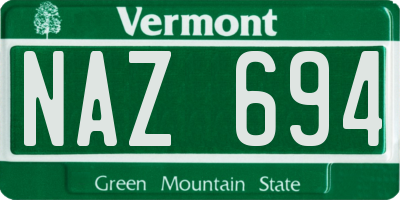VT license plate NAZ694