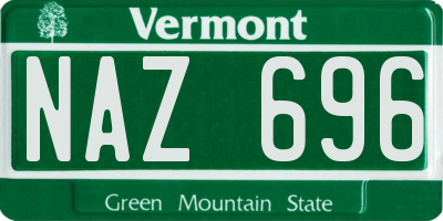 VT license plate NAZ696