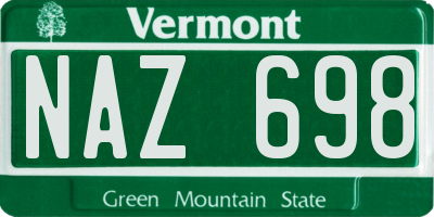 VT license plate NAZ698