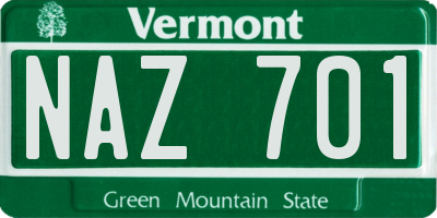 VT license plate NAZ701