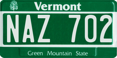 VT license plate NAZ702