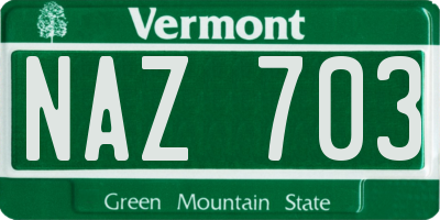VT license plate NAZ703