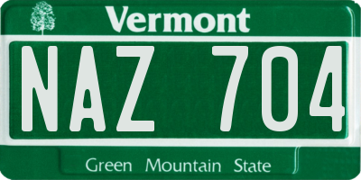 VT license plate NAZ704