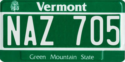 VT license plate NAZ705