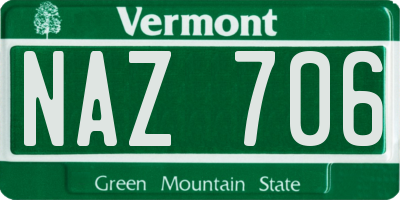 VT license plate NAZ706