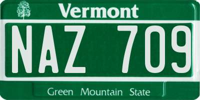 VT license plate NAZ709