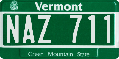 VT license plate NAZ711
