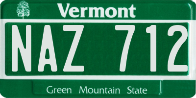 VT license plate NAZ712