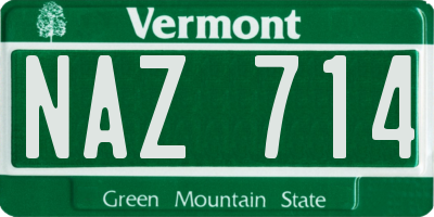 VT license plate NAZ714