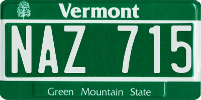 VT license plate NAZ715