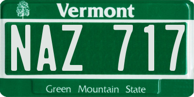 VT license plate NAZ717