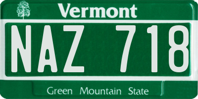 VT license plate NAZ718