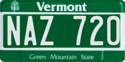 VT license plate NAZ720