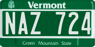 VT license plate NAZ724