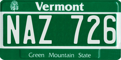 VT license plate NAZ726