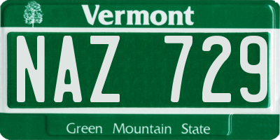VT license plate NAZ729