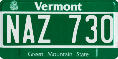 VT license plate NAZ730