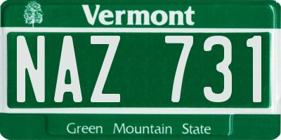 VT license plate NAZ731