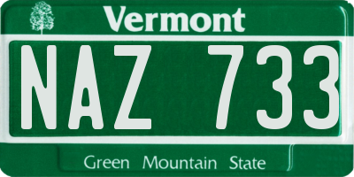 VT license plate NAZ733