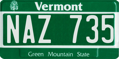 VT license plate NAZ735