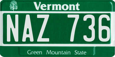 VT license plate NAZ736