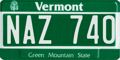 VT license plate NAZ740