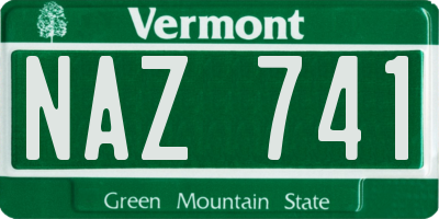 VT license plate NAZ741