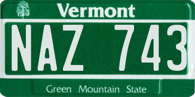 VT license plate NAZ743