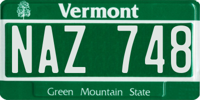 VT license plate NAZ748