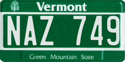 VT license plate NAZ749