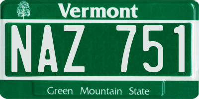 VT license plate NAZ751