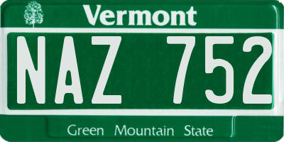 VT license plate NAZ752