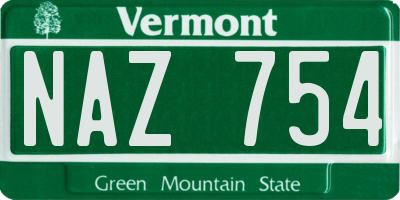 VT license plate NAZ754