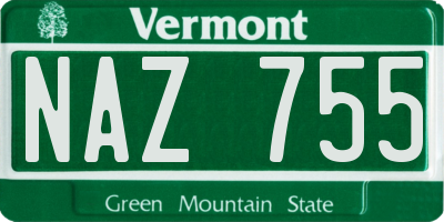 VT license plate NAZ755