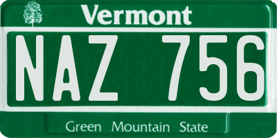 VT license plate NAZ756