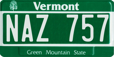 VT license plate NAZ757