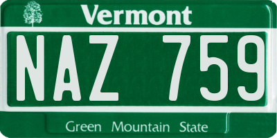 VT license plate NAZ759
