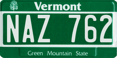 VT license plate NAZ762