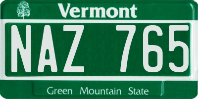 VT license plate NAZ765